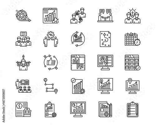 Project Assesment Line Vector Icons