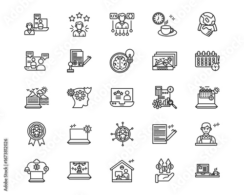 Freelancer Line Vector Icons