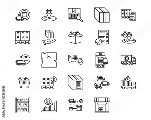 Order Fulfilment Line Vector Icons