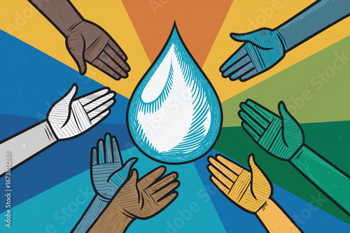 Vast, ethereal campaign backdrop featuring a colossal, realistic water droplet, evoking purity, refreshment, and vital hydration.