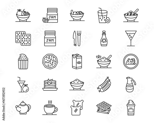 Brunch Line Vector Icons