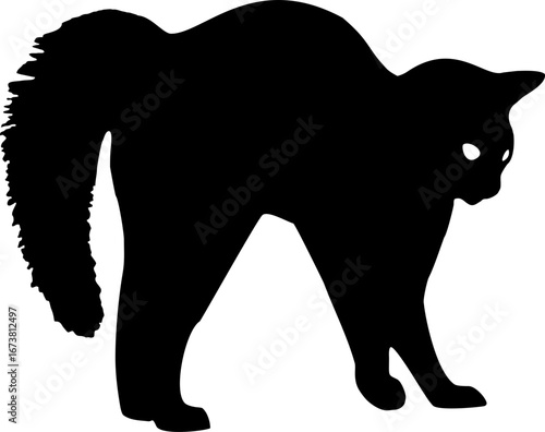 Funny cat icon.Collection of silhouette of funny cats in different poses. Vector illustration isolated on white background. Drawing with children.Halloween damn kittens.Cat is misbehaving and playing