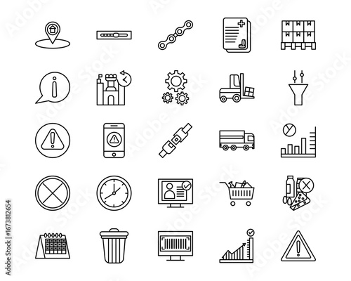 Warehouse Mangement Line Vector Icons