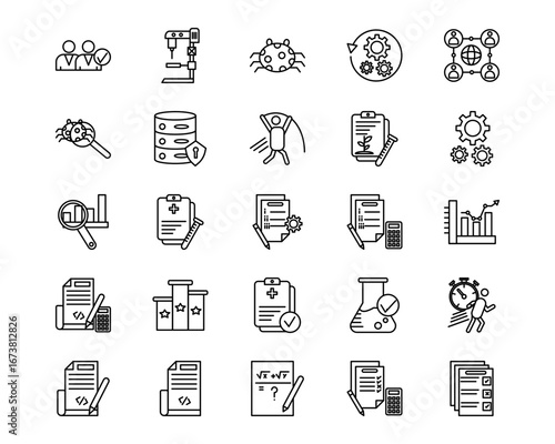 Software Testing Line Vector Icons