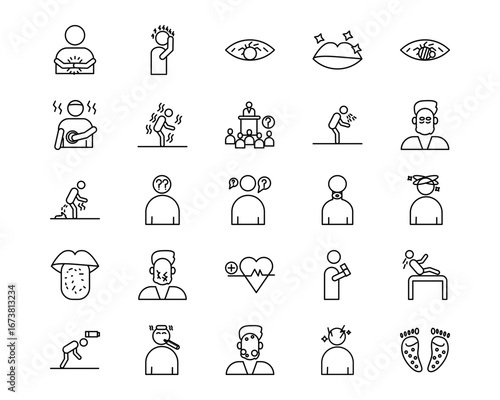 Allergy Symptoms Line Vector Icons