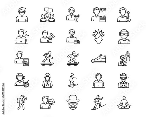 Urban Tribes Line Vector Icons