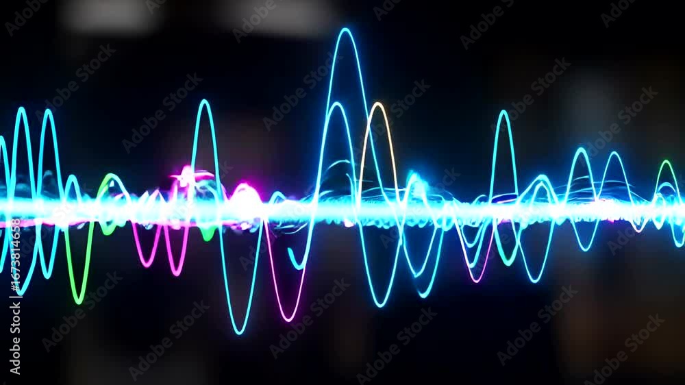 Abstract Glowing Waveform Visualizer Animation for Music and Data ...
