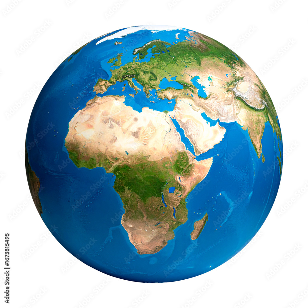 Fototapeta premium whole earth globe isolated on white background