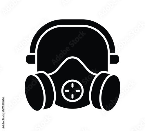 Silhouette of a Protective Respirator for Safety and Health Awareness