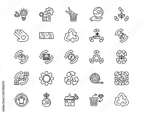 Upcycling Vector Line Icons