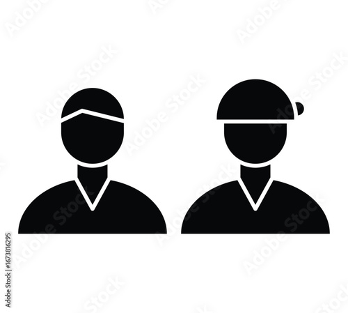 Two silhouette figures representing diverse people in simple black design