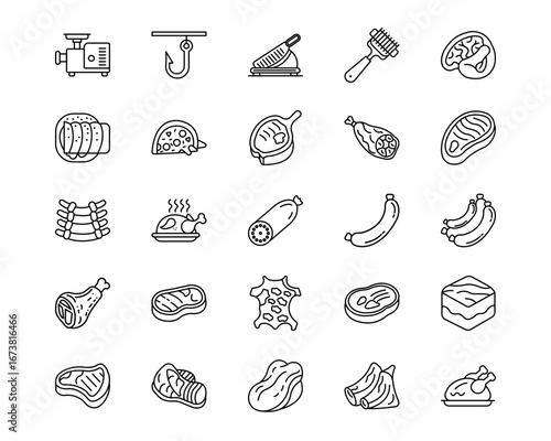 Butcher Vector Line Icons