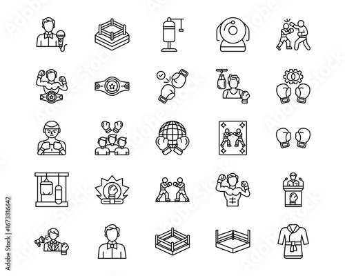 Boxing Vector Line Icons