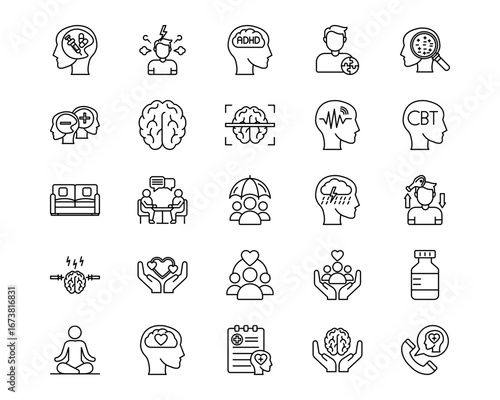 Psychiatry Vector Line Icons