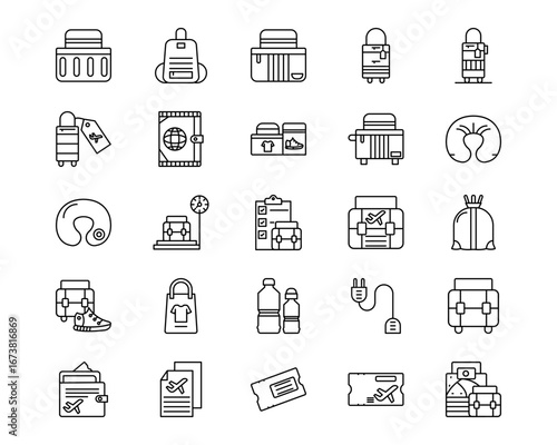 Travel Packaging Vector Line Icons