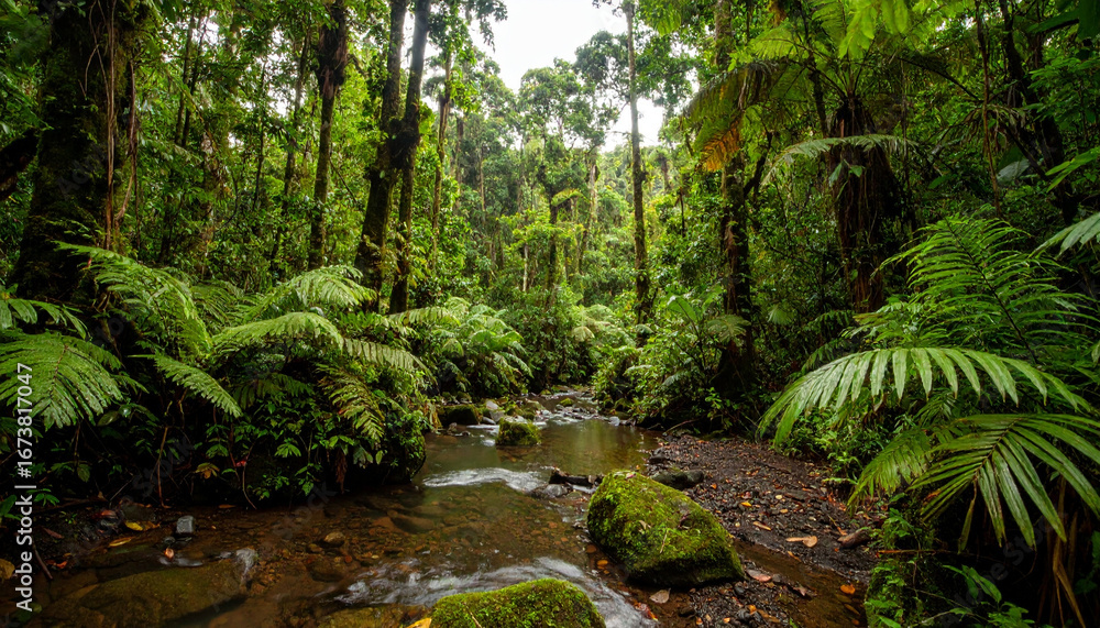 Obraz premium Rainforest captured with wide angle, professional photography, no distortion, clean colors