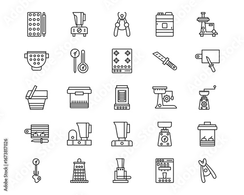 Food Processing Vector Line Icons