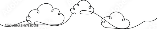 Continuous one line drawing. Cloud on white background. Vector illustration