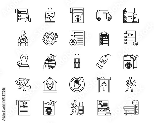 Customs Line Icons