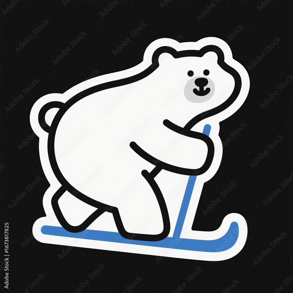 Obraz premium Cute Polar Bear Playing Hockey Cartoon Illustration