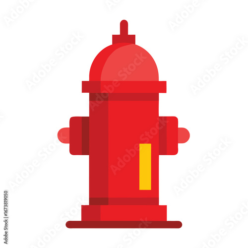 Clean flat vector illustration of a red fire hydrant with a white background ideal for emergency services or urban design themes