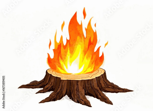 Stumpfire Glow Bonfire from brown stumps isolated watercolor vector illustration svg