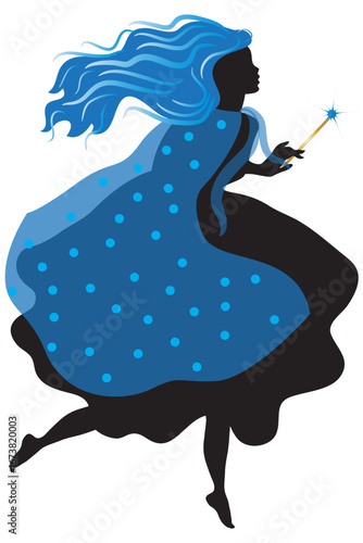 Black silhouette representing the Blue Fairy from the Pinocchio fairy tale
