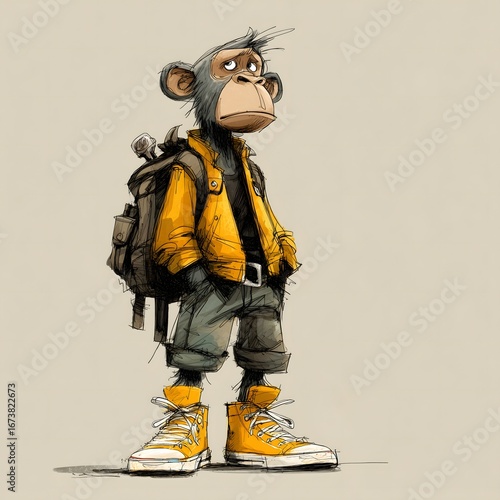Cool Ape in Yellow Jacket, Unique Character for Youth Marketing