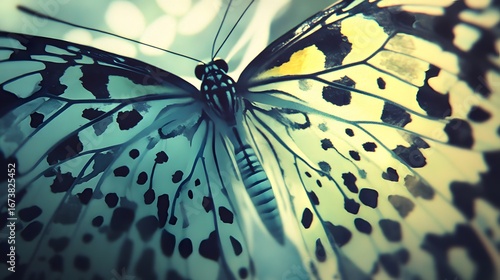 Closeup Detailed Butterfly Wings Teal Pattern Nature Macro