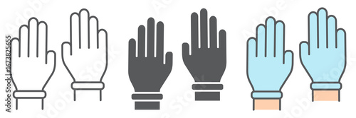 Safety gloves line icon, hygiene and protection, rubber gloves sign vector graphics, editable stroke linear icon