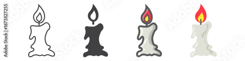 Candle icon icon collection, halloween and scary, easter sign vector set graphics, a linear pattern on a white background