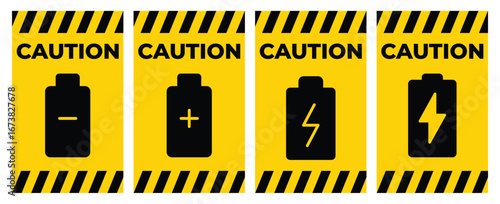 Caution Battery Signs for Electrical Safety Precautions and Awareness