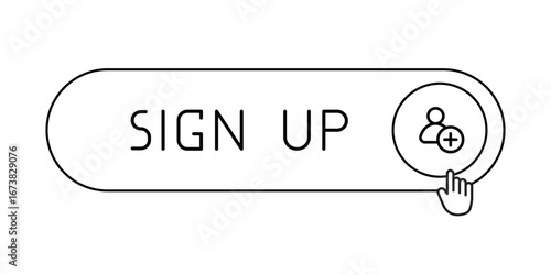 CTA button with text: Sign up, user, UI design.