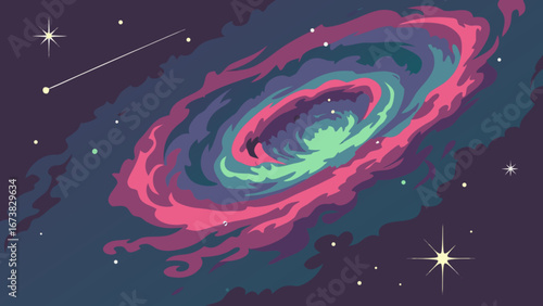 Explore the cosmos with this stunning galaxy nebula space illustration artwork background wallpaper design