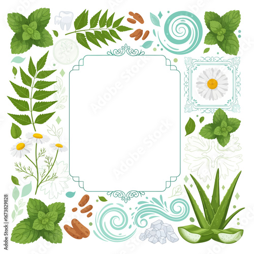 
Herbal hair oil dropper bottle sticker.ai: A vector illustration with a natural, botanical theme, featuring various herbs like mint, aloe vera, and chamomile, ideal for a cosmetic label