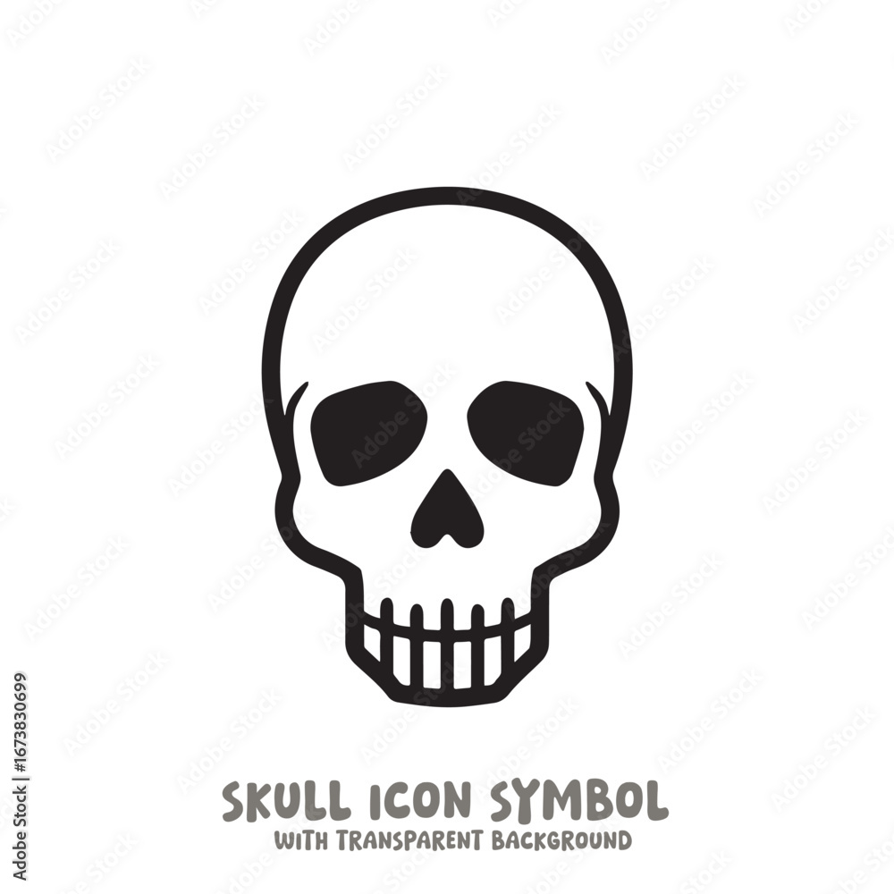Fototapeta premium Black and White Skull Icon Symbol Vector Image Illustration Minimalist Design Graphic Art