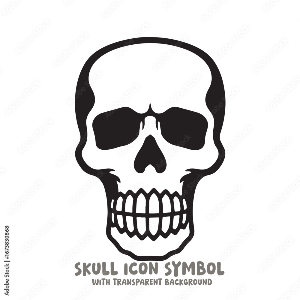 Fototapeta premium Black and White Skull Icon Symbol Vector Image Illustration Minimalist Design Graphic Art