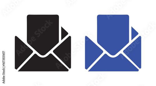 Graphics of Email Envelopes in Outline and Solid Styles for User Interfaces vector illustration 