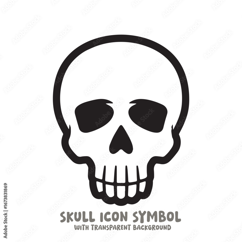 Fototapeta premium Black and White Skull Icon Symbol Vector Image Illustration Minimalist Design Graphic Art