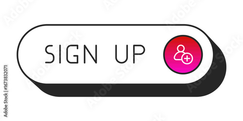 CTA button with text: Sign up, user, UI design.