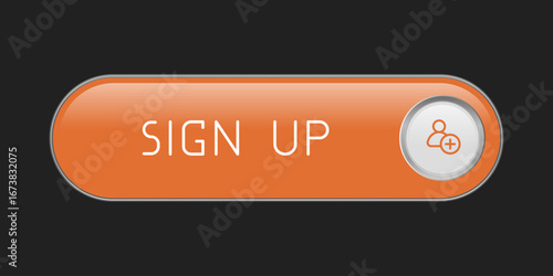 CTA button with text: Sign up, user, UI design.