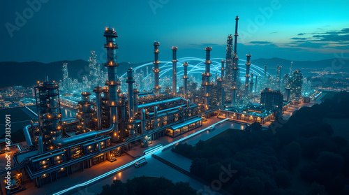 Wallpaper Mural Vast Industrial Complex Illuminated by Nighttime Lights Torontodigital.ca