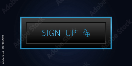 CTA button with text: Sign up, user, UI design.
