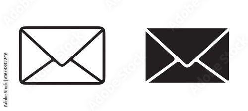 Simple Email Icon Set in Outline and Filled Styles vector illustration 