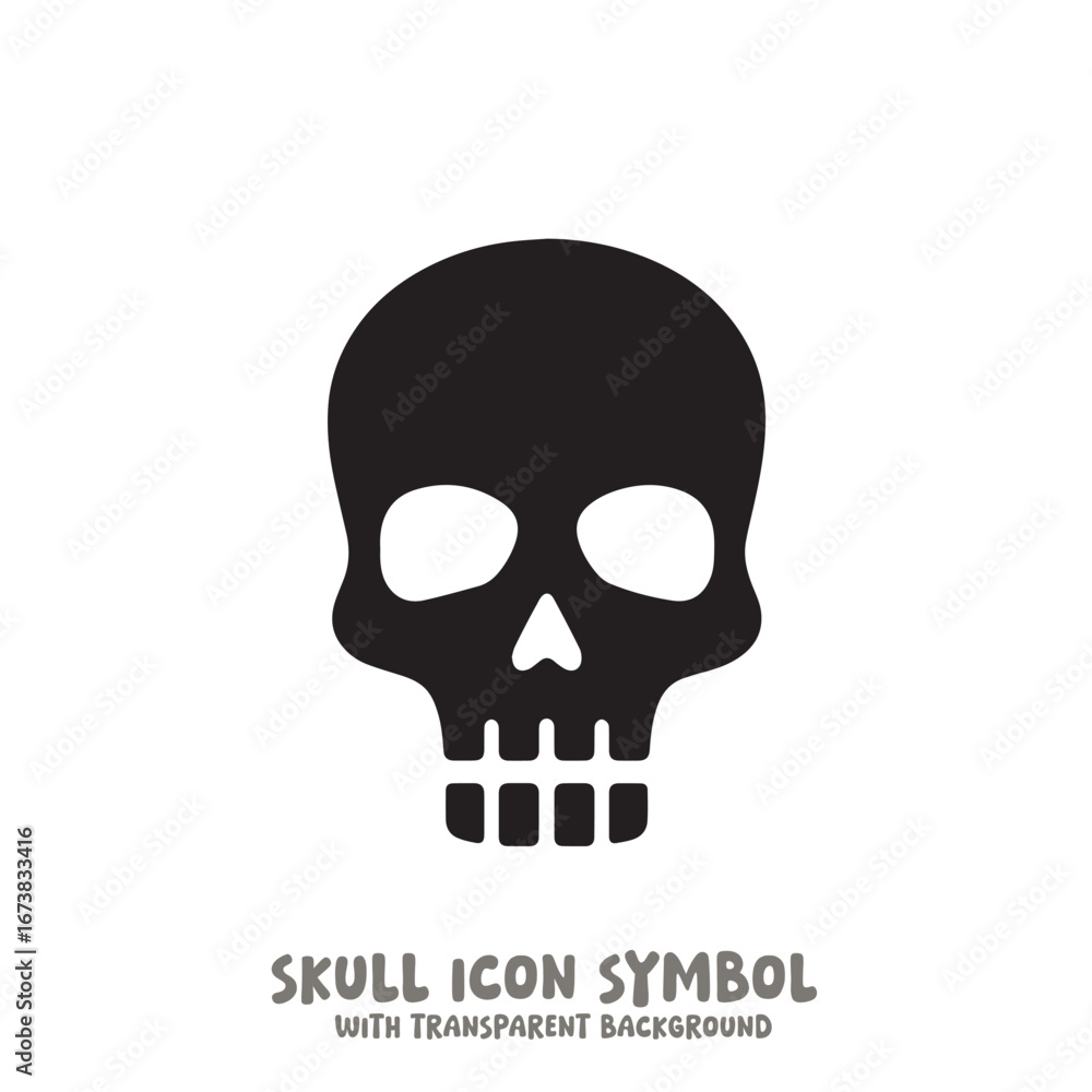Fototapeta premium Black and White Skull Icon Symbol Vector Image Illustration Minimalist Design Graphic Art