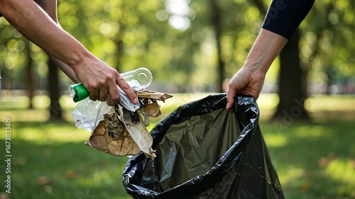 Community Cleanup: Volunteers Collecting Litter in Park