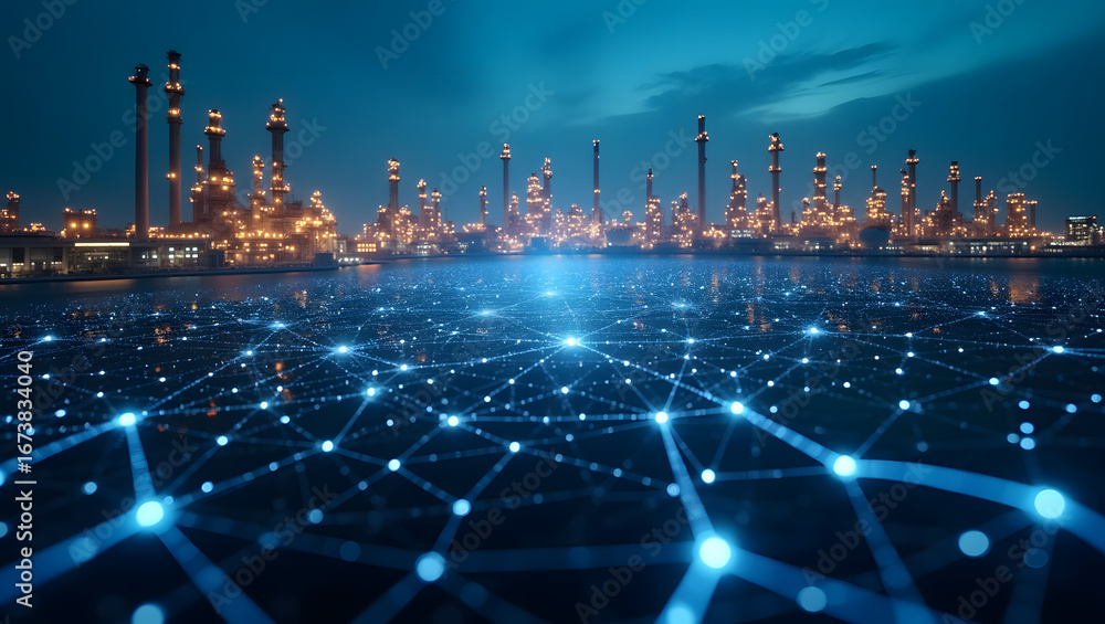 Fototapeta premium Advanced Digital Network Integration for Modern Industrial Infrastructure