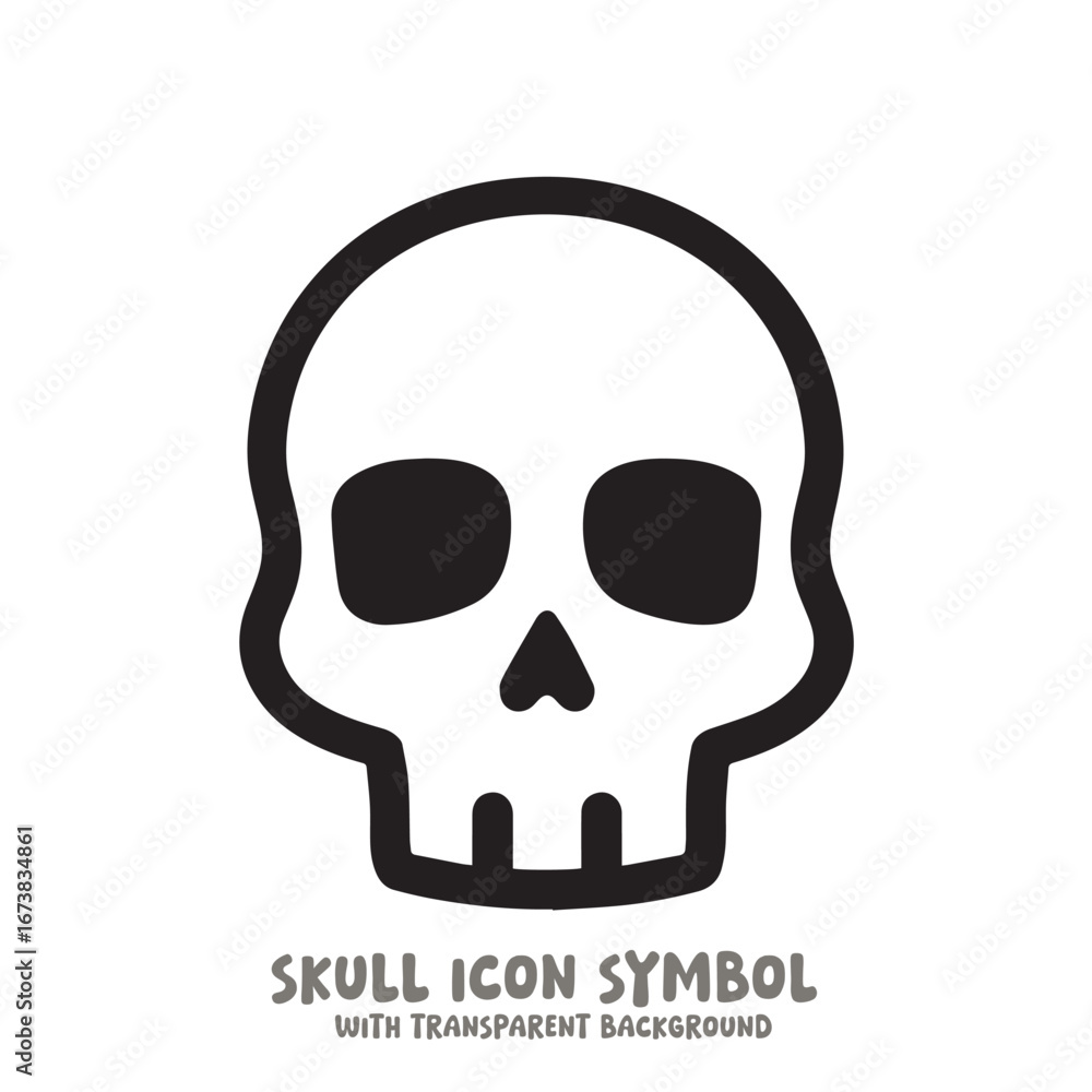 Fototapeta premium Black and White Skull Icon Symbol Vector Image Illustration Minimalist Design Graphic Art