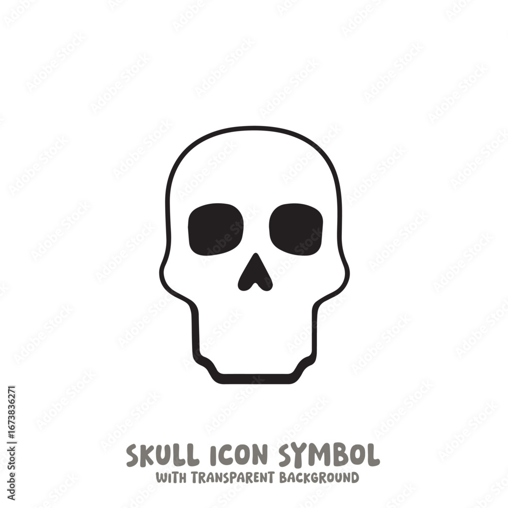Fototapeta premium Black and White Skull Icon Symbol Vector Image Illustration Minimalist Design Graphic Art