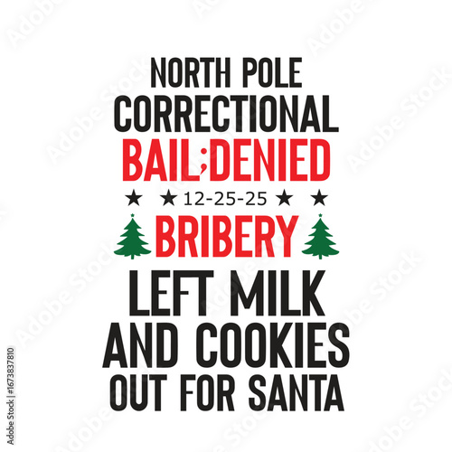  north pole correctional bail;denied 12-25-25 bribery left milk and cookies out for santa
